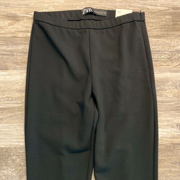 Zara Hi Rise Legging Black Zippered Waist Womens Size Medium - Picture 2 of 5